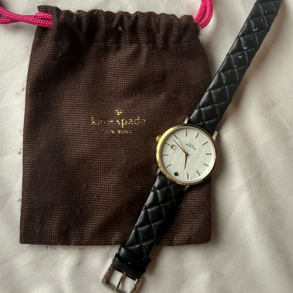 Kate Spade Black Quilted Leather Strap Watch - Picture 3 of 8
